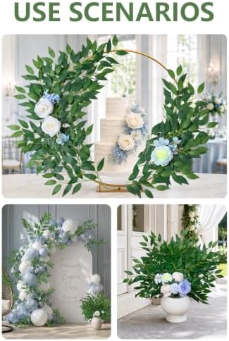 30Pcs Italian Ruscus Greenery, 23" Artificial Silk Stems Garland w/Green Leaf Vines Bendable Faux Hanging Plants Spray for DIY Wedding Arch Bouquet Table Centerpieces Vase Filler and Home Indoor Decor - Image 6