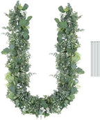 Eucalyptus Garland for Table, 6' Faux Eucalyptus Garland w/Flowers & Seeds by zooFernzoom