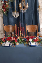TINGE TIME Navy Blue Flower Garlands, 2 PCS Red Rose Artificial Arch Flowers, Handcraft Artificial Rose Arch Flowers for Wedding Arch Sweetheart Table Ceremony Backdrop Decorations for Home - Image 3
