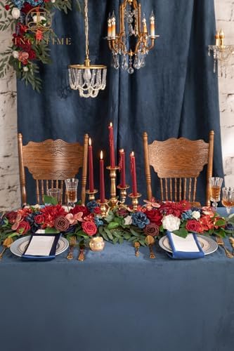 TINGE TIME Navy Blue Flower Garlands, 2 PCS Red Rose Artificial Arch Flowers, Handcraft Artificial Rose Arch Flowers for Wedding Arch Sweetheart Table Ceremony Backdrop Decorations for Home - Image 3