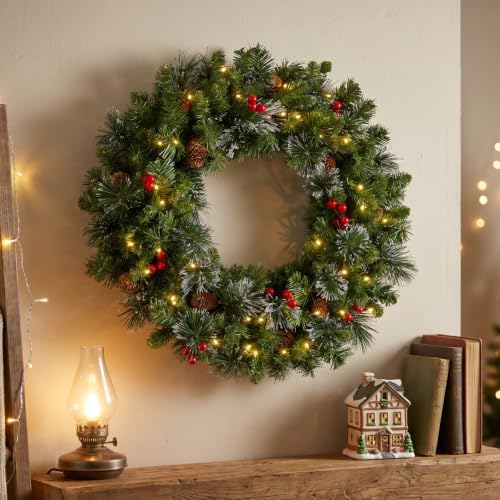 National Tree Company 24in Pre-Lit Crestwood Spruce Christmas Wreath - Image 2