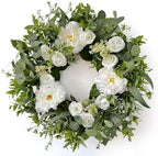 Betylifoy Summer Wreaths for Front Door 24" White Dahlia Rose Floral Wreath by Betylifoy