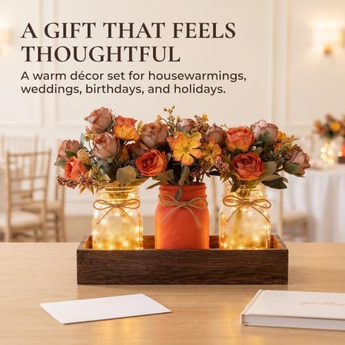 Fall Mason Jar Table Centerpieces with LED Fairy Lights, Fall Decor - Image 6