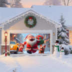 Christmas Garage Door Banner – Santa Claus, Little Girl & Cute Dog Carrying, Large Outdoor Holiday Mural for Garage, Yard & Porch Decor,16 x 7ft/4.8 x 2.1m - Image 4