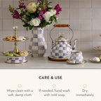 MACKENZIE-CHILDS Enamel Tall Vase, Purple-and-White Violet Check - Image 5