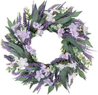 U'Artlines 24 Inch Tulip Wreath for Front Door, Spring Summer Silk Lavender Wreath with Eucalyptus Leaves Artificial Tulip Flower Wreaths for All Seasons Window Wall Wedding Valentines Day Decor by UArtlines