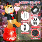 Valentines Day Inflatables Outdoor Decorations 6FT Giant Valentine Rotating Bear Inflatable Blow Up Decoration Valentine’s Day Decor with LED Lights for Sweet Party Wedding Home Yard Lawn - Image 5