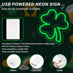 MissAudrey 2Pcs Go Irish Neon Sign, 8 * 9in Shamrock Neon Lights, St. Patrick's Day Decorations with USB/Battery Powered, Neon Sign Hanging for Window Wall Table Bedroom Man Cave Bar Pub Club Party - Image 4