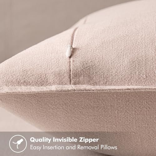 MIULEE Decorative Linen Euro Sham Pillow Covers 24x24 Light Pink - Image 3