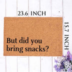 Coir Doormat 'But Did You Bring Snacks' - 23.6 x 15.7 Inch, Water Resistant, Non-Slip, Machine Made, Modern Style - Image 3