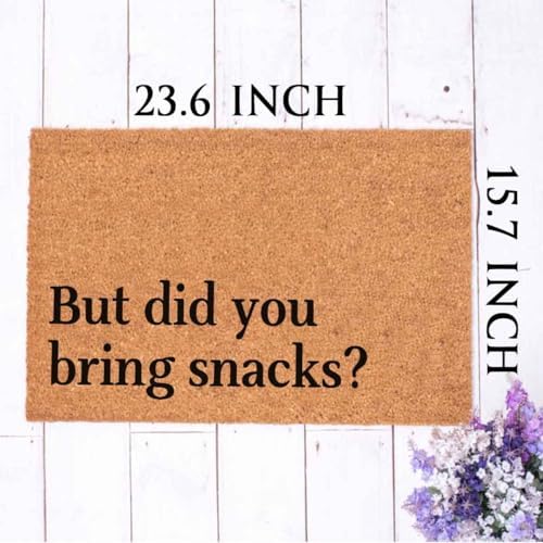 Coir Doormat 'But Did You Bring Snacks' - 23.6 x 15.7 Inch, Water Resistant, Non-Slip, Machine Made, Modern Style - Image 3