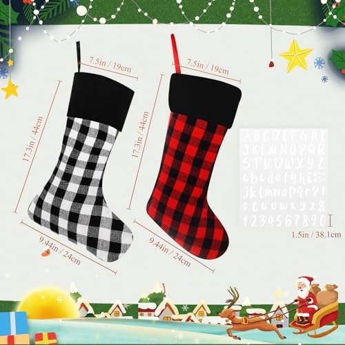 Tatuo 12 Pack Christmas Burlap Stockings Hanging,Modern Color - Image 3