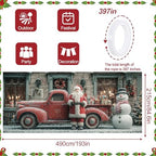 Vintage Truck Christmas Banner 16x7 Ft - Retro Santa and Snowman for 2 Car Garage Nostalgic Decor - Image 4
