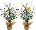 nuvagiki Mardi Gras Table Tree Decorations, 2 Pack 17'' Artificial Berry Blossom Tree Table Centerpiece for Mardi Gras Holiday Decorations, Mardi Gras Home Decor, Mardi Gras Gifts by nuvagiki