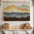 ZYDDNH Macrame Wall Hanging, Dip-Dyed Mountain Tapestry, Modern Fiber Wall Art, 57" W x 37" L (Green coffee) by ZYDDNH