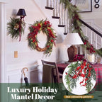 Yinder 20 Inch Christmas Wreath with LED Lights Red Berry Rattan - Image 4