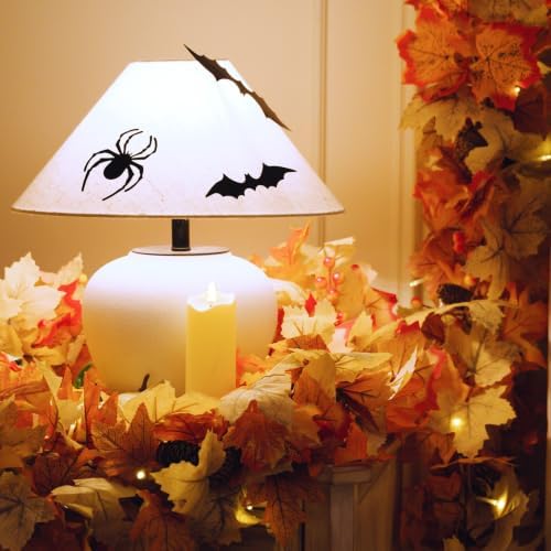CQURE 9 Pack Fall Leaf Garland with Lights,53Ft 60LED Fall Decorations Maple Leaves String Lights, Artificial Autumn Garland for Thanksgiving Halloween Harvest Home Party - Image 3