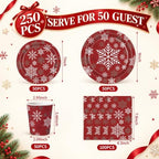 Pickmesh 250 Pcs Christmas Snowflake Dinnerware Set Disposable Tableware - Image 2