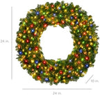 Best Choice Products 24in Large Artificial Pre-Lit Fir Christmas Wreath Holiday Accent Decoration w/ 50 Multicolor Lights, 100 PVC Tips - Image 2