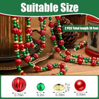 Geosar 4 Pcs Bead Garland for Christmas Tree 9 Feet Red and Green - Image 2
