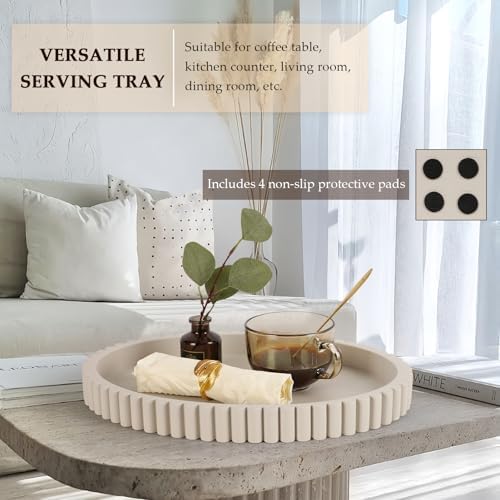 Oval Tray for Coffee Table Decor, 15" Concrete Coffee Table Tray,Cream Gray - Image 4