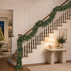15FT Christmas Cedar Garland with Lights Prelit Pine Garland Decoration by NTNIETING