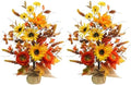 2 Pack Fall Table Decor, 19.6" Artificial Tabletop Fall Tree with Maple Leaves Sunflowers Fall Decorations for Indoor Outdoor Home Autumn Thanksgiving Table Centerpieces by Phliofd