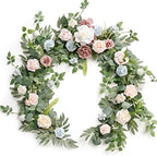 Ling's moment Flower Garland, 6FT Eucalyptus & Rose Blush Powder Blue by LingsMoment