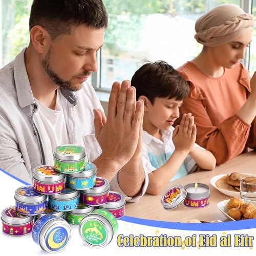 MTLEE 20 Pcs Ramadan Mubarak Scented Candles Bulk, 1 oz Eid Wax Candles, Muslim Islam Meditation Decor, Islamic Ramadan Gifts for Family Home Eid Celebration Party Favor, Assorted Scents(Multicolor) - Image 6