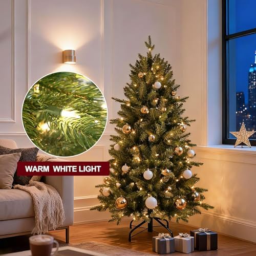 Treepool 4FT Pre-Lit Artificial Christmas Tree, 739 PE/PVC Tips, 150 Lights - Image 4