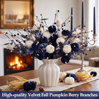 Suncalla 6 Pcs Blue Pumpkin Picks Decor Artificial Fall Flowers Decorations - Image 6