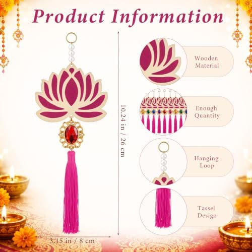 AceOrbit 24 Pcs Multicolor Lotus Diwali Hanging Decorations for Home - Image 2