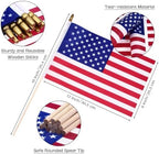 Tegeme 80 Pack Bulk Small American Flags on Stick, Wooden Pole Spear Tip - Image 2
