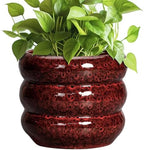 SQOWL Ceramic Flower Pots - 8 Inch Planter for Indoor Plants, Ceramic Plant Pot with Drainage Hole, Bubble Round Planter for Outdoor Plants, Office Home Desk Decor, House Warming Gifts, Red by SQOWL