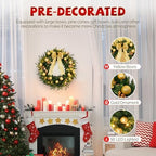 VINGLI 24" Battery Operated Christmas Wreath with 50 LED Lights - Image 3