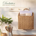 84ECO Set of 2 Woven Paper Rope Hanging Baskets for Organizing, Front Door, Mail, Flowers - Image 5