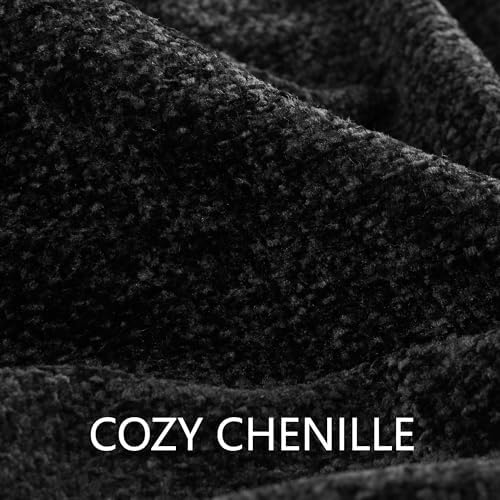 Chenille Throw Blanket for Couch 50" x 60", Black - Image 2
