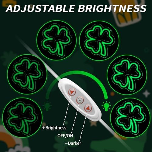 MissAudrey 2Pcs Go Irish Neon Sign, 8 * 9in Shamrock Neon Lights, St. Patrick's Day Decorations with USB/Battery Powered, Neon Sign Hanging for Window Wall Table Bedroom Man Cave Bar Pub Club Party - Image 3