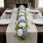 Artificial Hydrangea Flower Garland with Eucalyptus & Baby’s Breath 2PCS 6FT Floral Vines Greenery Garland for Mantel Wedding Arch Table Centerpiece Coastal Home Outdoor Decor (2, Dusty Blue & White) - Image 5