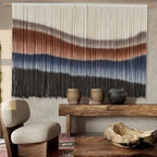 Macrame Wall Hanging Tie-Dye Bule Boho Wall Decor Yarn Fiber Art 57"W*35"L - Image 3