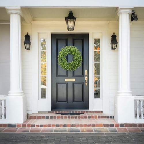 20IN Artificial Boxwood Wreaths for Front Door,Spring Summer All Season Wreath,Green Wreath Suitable for Wall、Door、Farmhouse 、Indoor、Outdoor Decor - Image 4