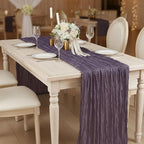 8 Pack Dusty Purple Cheesecloth Table Runner 120 Inch Boho Wedding Decor - Image 7