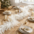 2Pcs Christmas White Norfolk Pine Garland,6Ft Artificial Snow Pine Garlands - Image 5