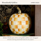 MACKENZIE-CHILDS Resin Pumpkin, Small, Golden-Yellow-and-White Amber Check - Image 3