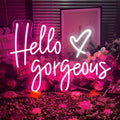 Hello Gorgeous LED Neon Sign Transparent Acrylic Light Decor for Wedding Birthday Party Wall Home Bedroom Room Art Decoration with USB Light Modulator 5V by Unknown