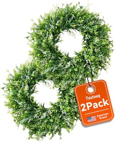 2Pack 20in Eucalyptus Wreath for Front Door, Artificial Green Leaves Greenery Wreath, All Season Wreath for Porch Window Wall Farmhouse Indoor Outdoor Home Decor by Unknown