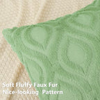 decorUhome Faux Fur Light Sage Green Throw Pillow Covers 26x26 Set of 2 - Image 2
