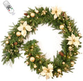9FT Prelit Artificial Christmas Garland with Dual Color LED Lights and Timer by Remote Control and Batteries Operated for Mantle Stairs Fireplace Door Xmas Decoration, Indoor Outdoor, Green by AmerzestXmastree