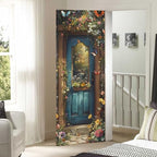Burbuja Spring Flower Wood Door Cover, Stretch Fabric Backdrop Door Porch Covers for Home Party Holidays Decoration, 32x79 in - Image 7
