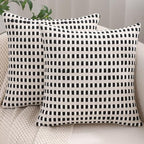 Black and White Throw Pillow Covers 18x18 Set of 2 Boho Decor by Tosleo